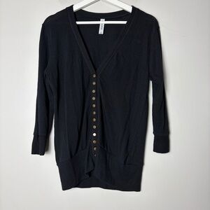 Zenana Outfitters Black Snap Front Long Sleeve Cardigan‎ Large